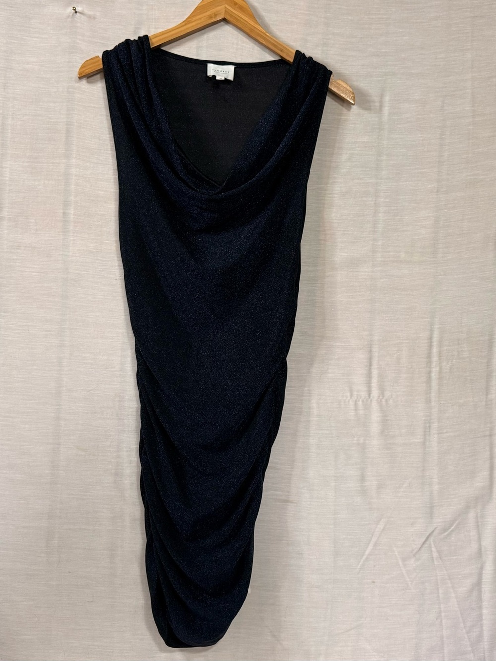 Sundays by Wearesundays Navy Metallic Ruched Midi Dress M